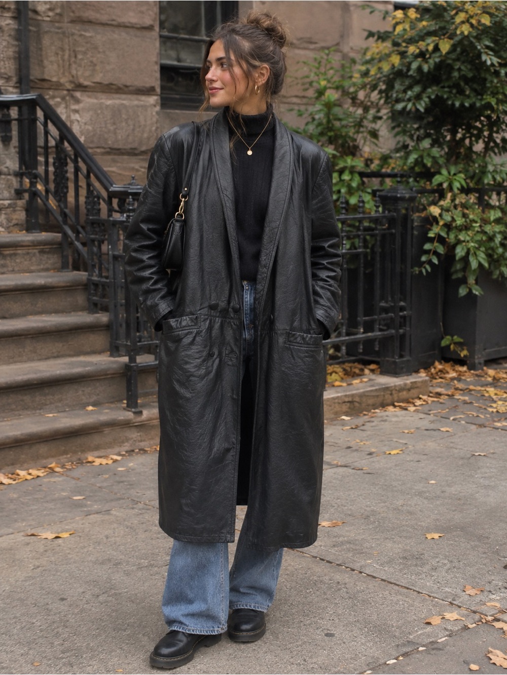 Women’s Vintage 90s Leather Trench Coat